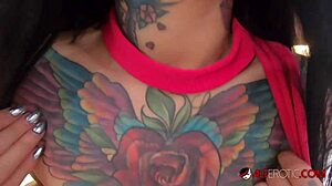 tattooed bombshell adel asanti sucking a big cock with toys and shaved nipples!