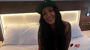 tattooed bombshell adel asanti sucking a big cock with toys and shaved nipples!