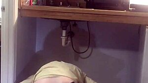 The gay plumber gets caught masturbating with a big dildo