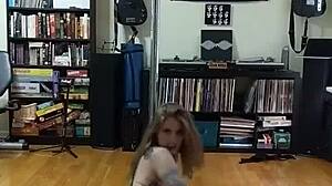 Blonde Milf Strips Black and White Skirt for Interracial Action