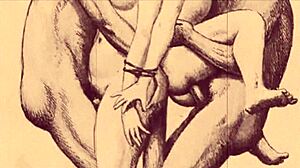 vintage cartoon illustration of antique anime hentai in retro erotic style