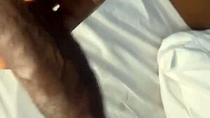 Jerking Off to Skinny Ebony Girlfriend's Ass in Close-Up