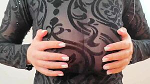 Wearing sweatshirt that shows huge boobs and nipples outdoors!