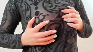 Wearing sweatshirt that shows huge boobs and nipples outdoors!