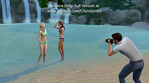 lucky cameraman threesome with blonde models