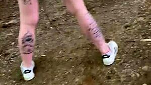 Amateur couple caught fucking in park with creampie finish