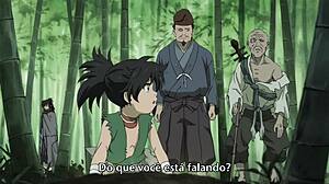 Dororo episode 2 focuses on the leg in portuguese brazilian version