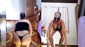 Mirella delic performs a personalized striptease, undressing slowly while ripping clothes to reveal her big ass and natural tits