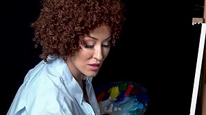 uhh, ryan keely, big tits milf, gets so horny in bob ross cosplay... oops!