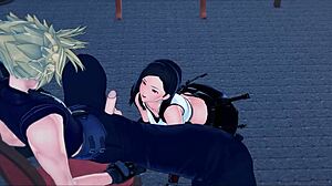 Uh, Tifa gettin’ pounded by Cloud in fantasy hentai!