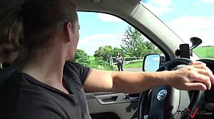 Brunette Picked Up and Banged Hard in Van Ride