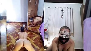 Mirella delic performs a personalized striptease, undressing slowly while ripping clothes to reveal her big ass and natural tits