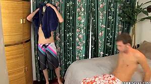 horny gay husbands sneak fuck while wives away