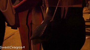 Candid Latina babe with perfect tight ass caught in seethrough at party.