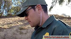 Redhead loves male police stripper cock outdoor