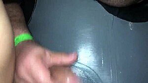 Guy jerks off through glory hole at swing house