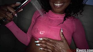 melody cummings sucks hard in shower for cum