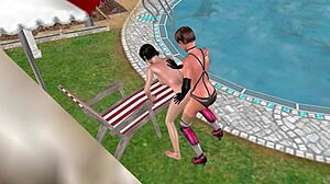 Watch the cute lesbian fuck from behind