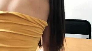Nailing a cute Mexican babe's tight ass at the office