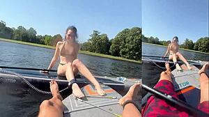 Sunset Romance: Bikini Babe's Paddle Board Date Turns Passionate