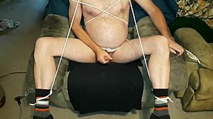 Edgar293 tied up in restrained masturbation with cumshot