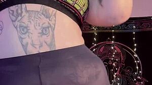 jerking off in tight black pantyhose