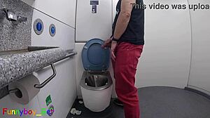Damn! Jerking My Hot Cock in Train Toilet Now!