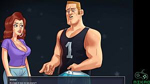 Blonde teen in bikini competition on beach