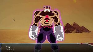 in dragon ball divine adventure part 17, vados is giving a massive tit job to a huge monster cock.