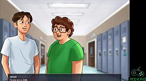 Blonde teen in bikini competition on beach