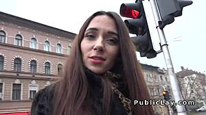 Russian milf fucks outdoors