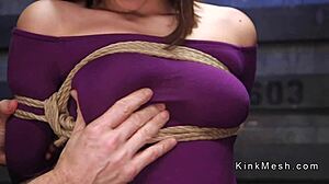 SPANK THAT BIG ASS SLAVE! FUCK HER HARD WITH BOUND TITS!