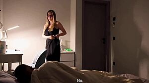 stepson and stepmother get close during stormy thunder night with creampie