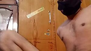 Sexy gay Muslim boy oils up for hot solo masturbation session.