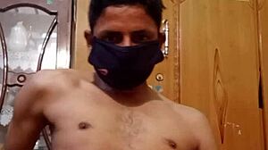 Sexy gay Muslim boy oils up for hot solo masturbation session.