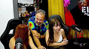 gih puts redhead on all fours to show pink pussy on podcast