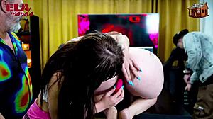 gih puts redhead on all fours to show pink pussy on podcast