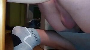 Gay teen rides dildo in his yummy ass intensely