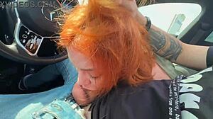 The gay amateur eagerly swallowed the driver's sperm after a deepthroat session with his big cock.