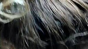 Couple performs blowjob in car then spits cum outdoors