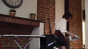 so i work as a cleaning woman with big tits handling that monster cock