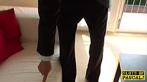 How does the British sub get dominated with that big dick bent over in cowgirl and doggystyle?