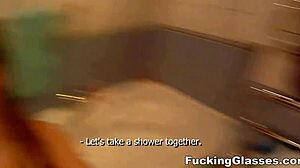 wannabe model alice gets fucked and blows glasses guy