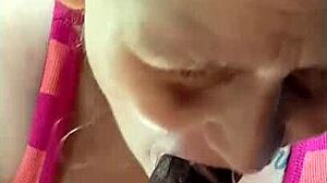 Couple performs blowjob in car then spits cum outdoors