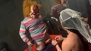 Chucky pounds the bride hard in Halloween swing house quickie
