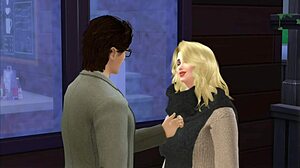 Guy fucks girl in bathroom with blowjob and heels after coffee with friend