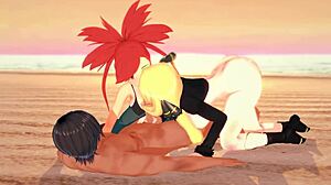 Intriguing threesome with Flannery and Cynthia in Pokemon