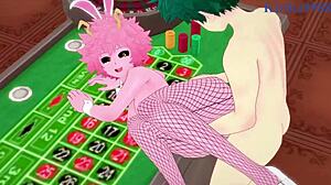 Yo, Mina Ashido, Momo Yaoyorozu, and Izuku Midoriya in bunny girl hentai sex!