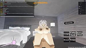 In roblox porn, she gives blowjob to big black cock