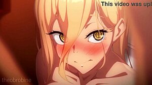 chainsaw man denji gets into wild action clapping powers cheeks in cartoon bondage with big tits ass hentai anime